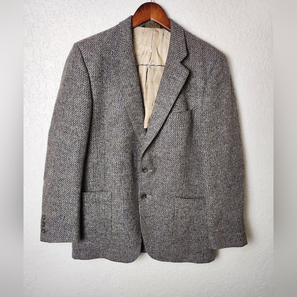 Christian Dior Monsieur Vtg Herringbone Wool Mens Blazer Sport Jacket Tan Gray